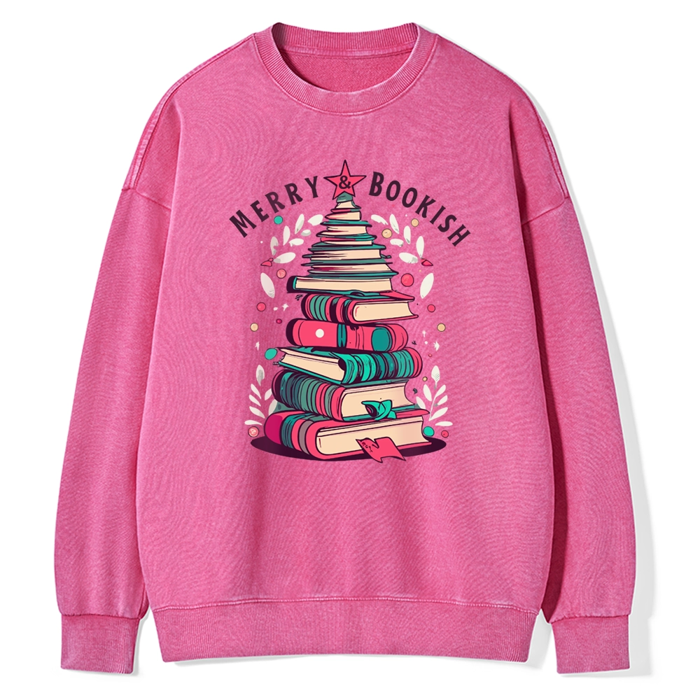 Pagewings Merry & Bookish Christmas Unisex Washed Sweatshirt