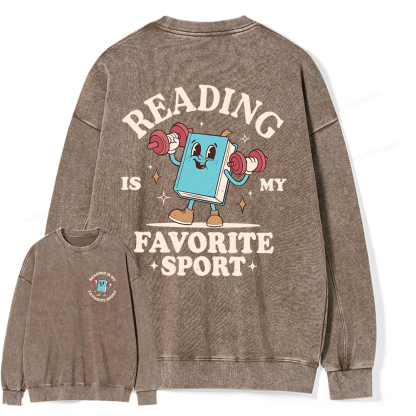 Pagewings Reading Is My Favorite Sport Unisex Washed Sweatshirt