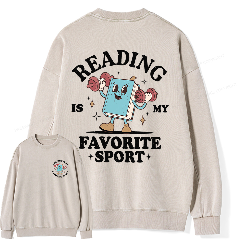 Pagewings Reading Is My Favorite Sport Unisex Washed Sweatshirt