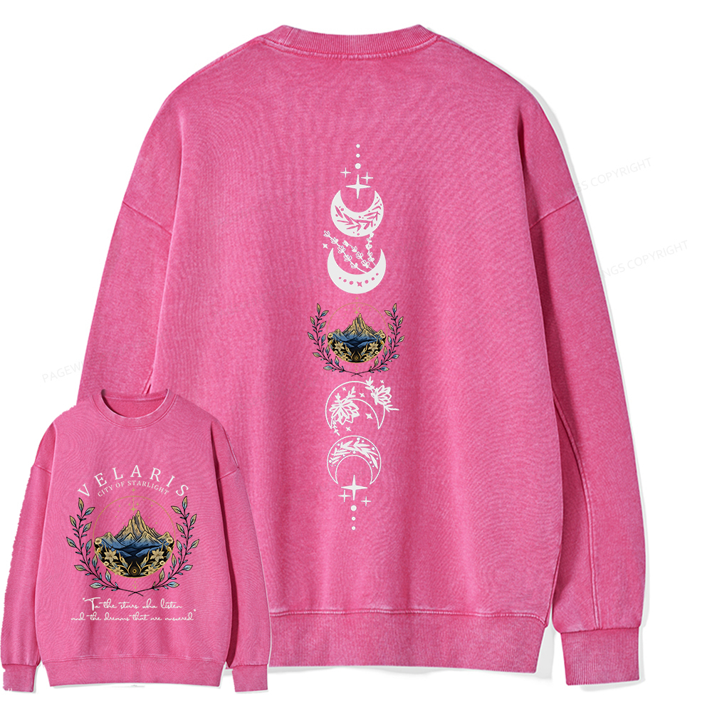 Pagewings Velaris City Of Starlight Unisex Washed Sweatshirt