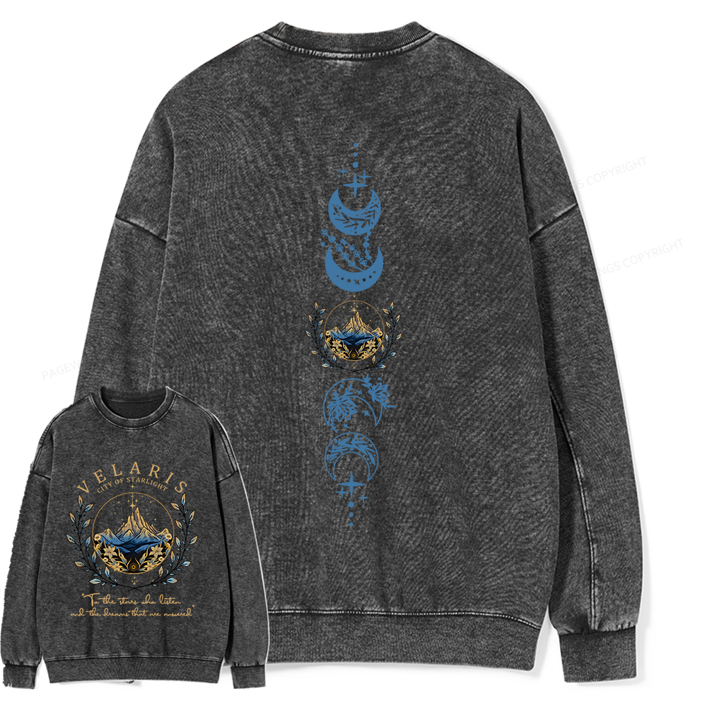 Pagewings Velaris City Of Starlight Unisex Washed Sweatshirt