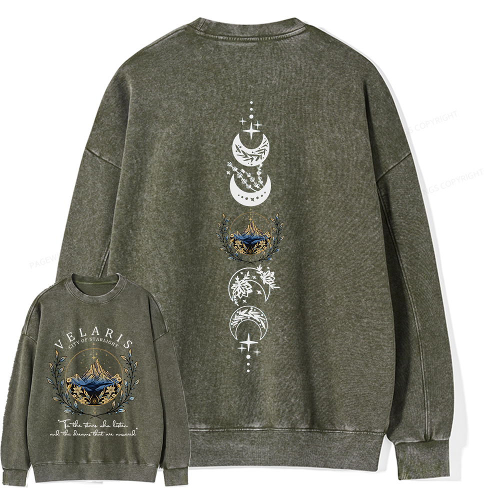 Pagewings Velaris City Of Starlight Unisex Washed Sweatshirt