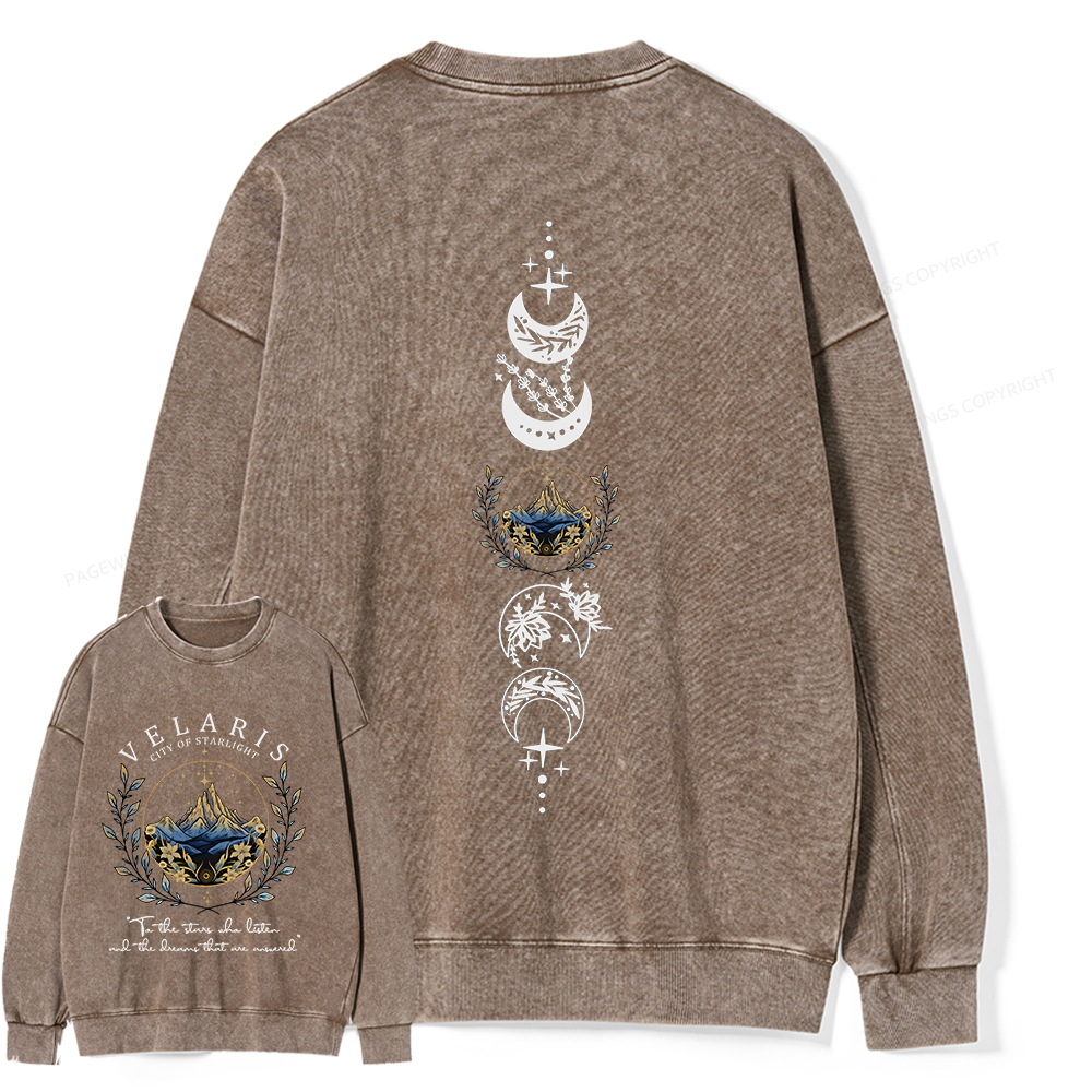 Pagewings Velaris City Of Starlight Unisex Washed Sweatshirt