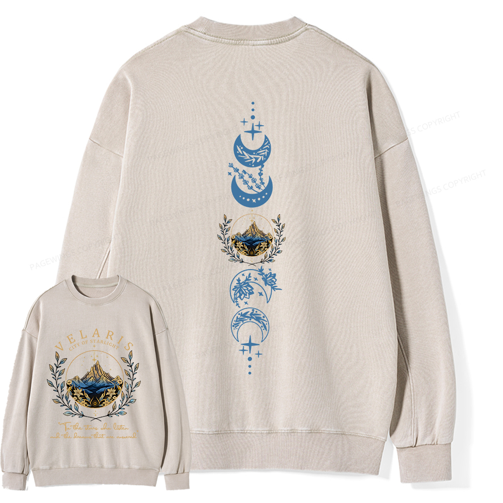 Pagewings Velaris City Of Starlight Unisex Washed Sweatshirt