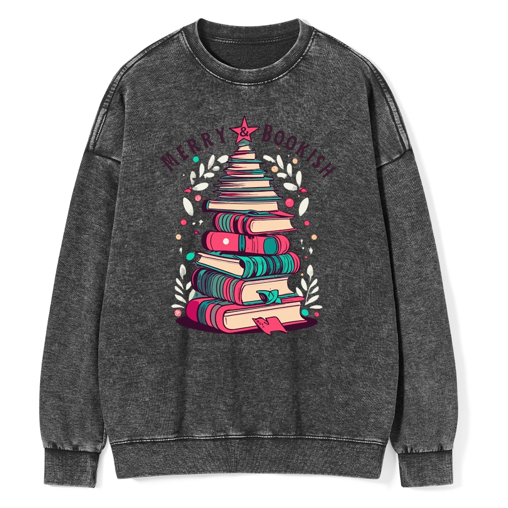 Pagewings Merry & Bookish Christmas Unisex Washed Sweatshirt