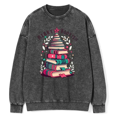 Pagewings Merry & Bookish Christmas Unisex Washed Sweatshirt