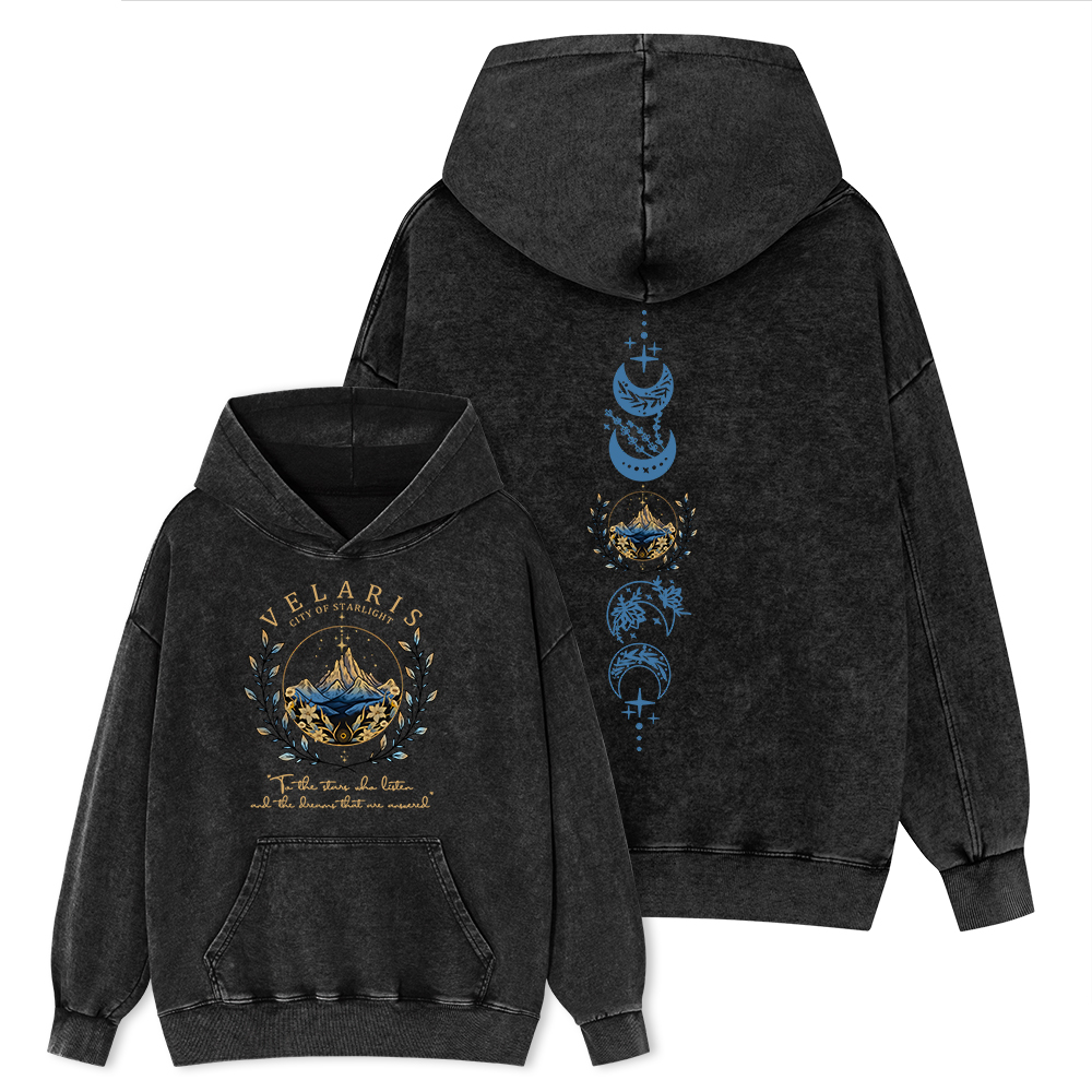 Pagewings Velaris City Of Starlight Unisex Washed Hoodie