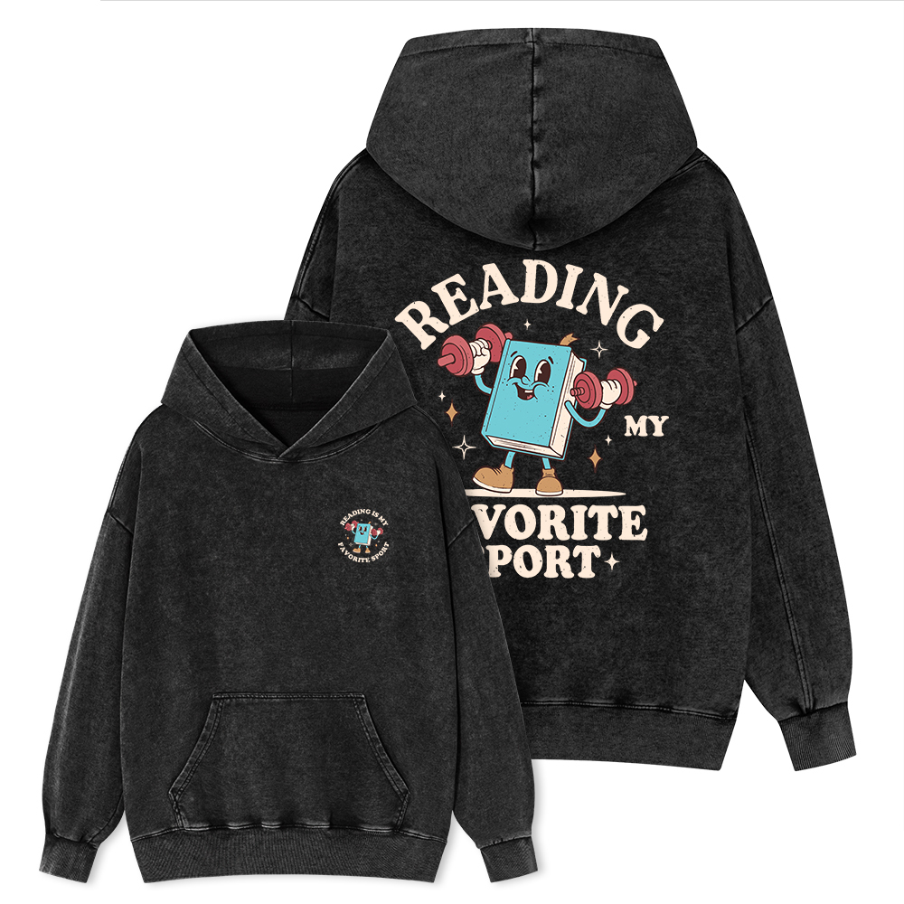 Pagewings Reading Is My Favorite Sport Unisex Washed Hoodie