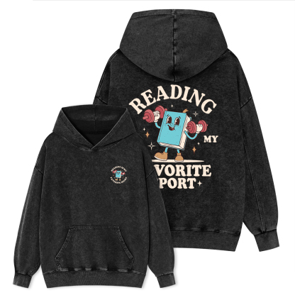 Pagewings Reading Is My Favorite Sport Unisex Washed Hoodie