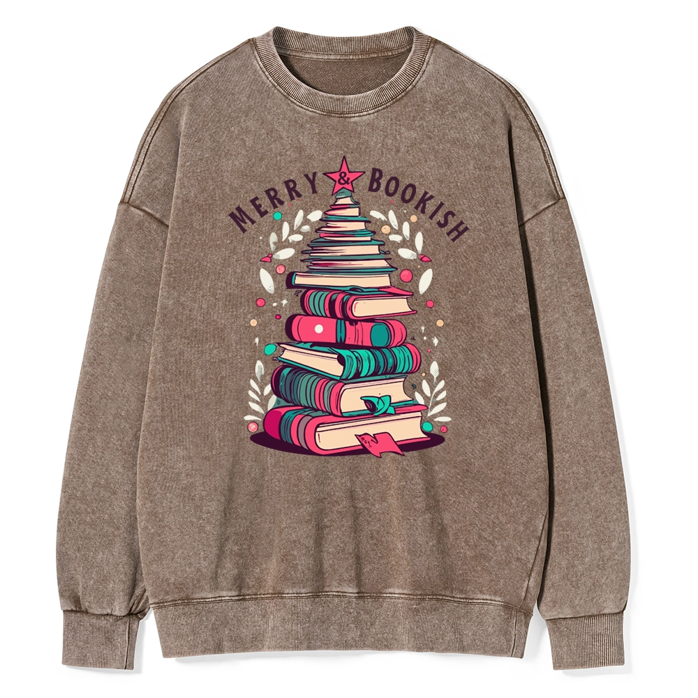 Pagewings Merry & Bookish Christmas Unisex Washed Sweatshirt