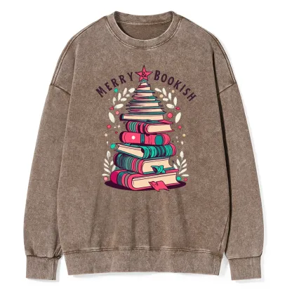 Pagewings Merry & Bookish Christmas Unisex Washed Sweatshirt