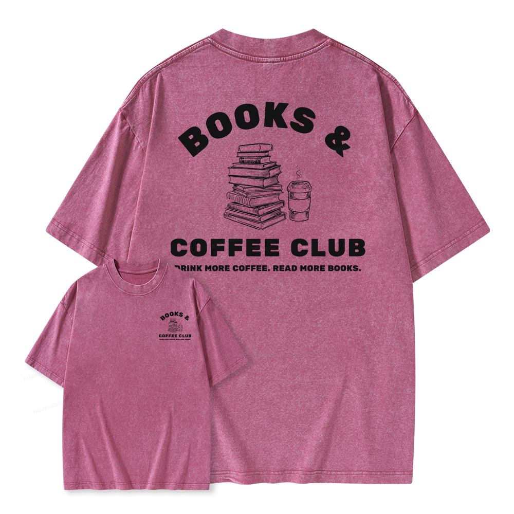 Pagewings Books and Coffee Club Unisex Washed T-shirt