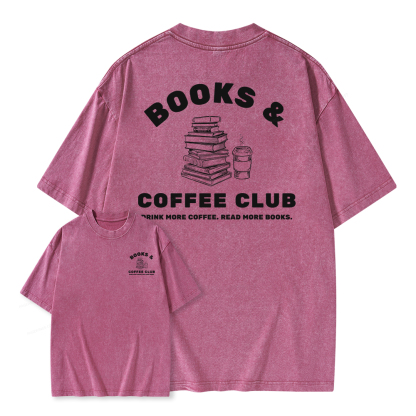 Pagewings Books and Coffee Club Unisex Washed T-shirt