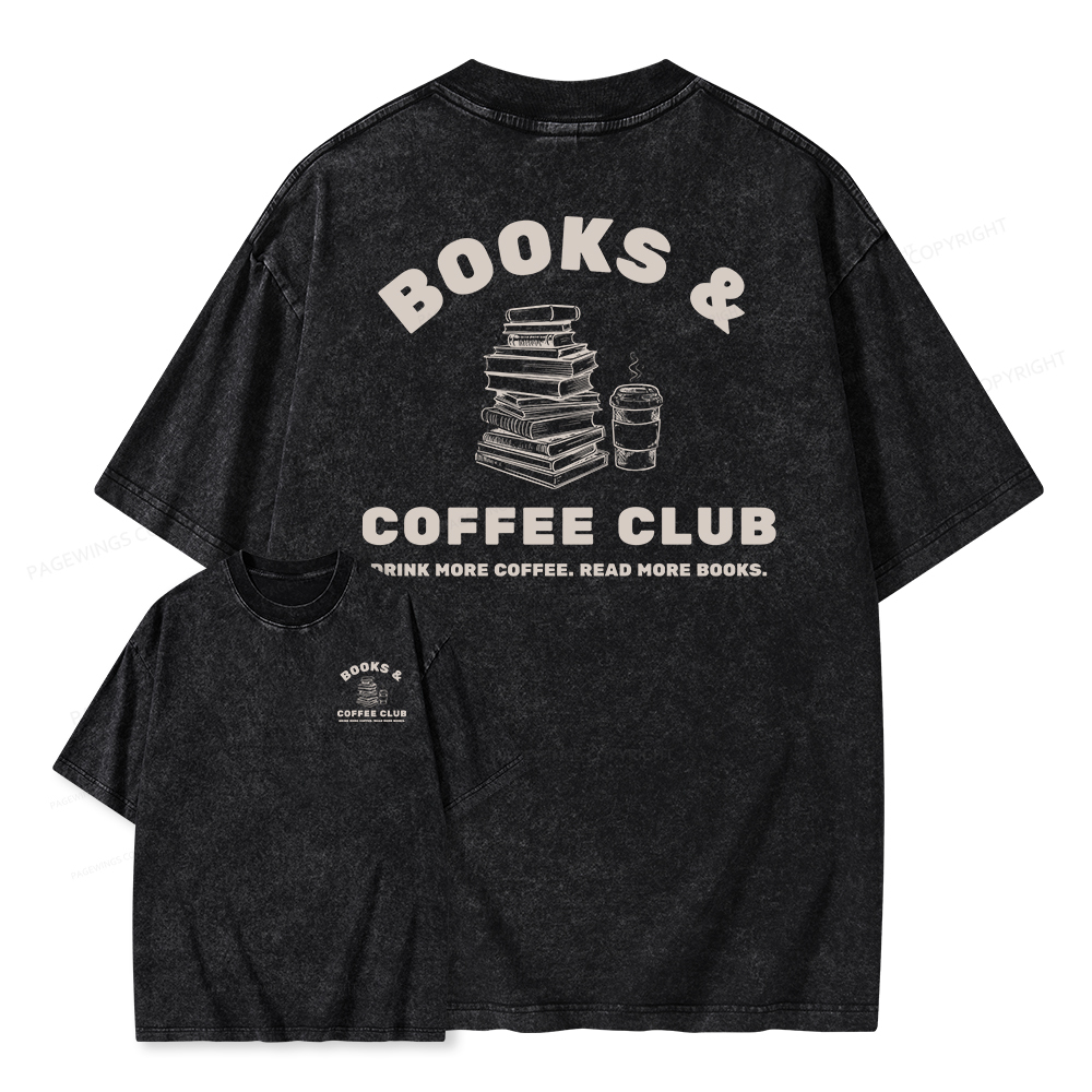 Pagewings Books and Coffee Club Unisex Washed T-shirt