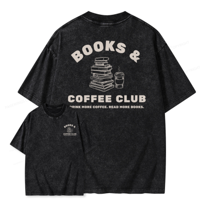 Pagewings Books and Coffee Club Unisex Washed T-shirt