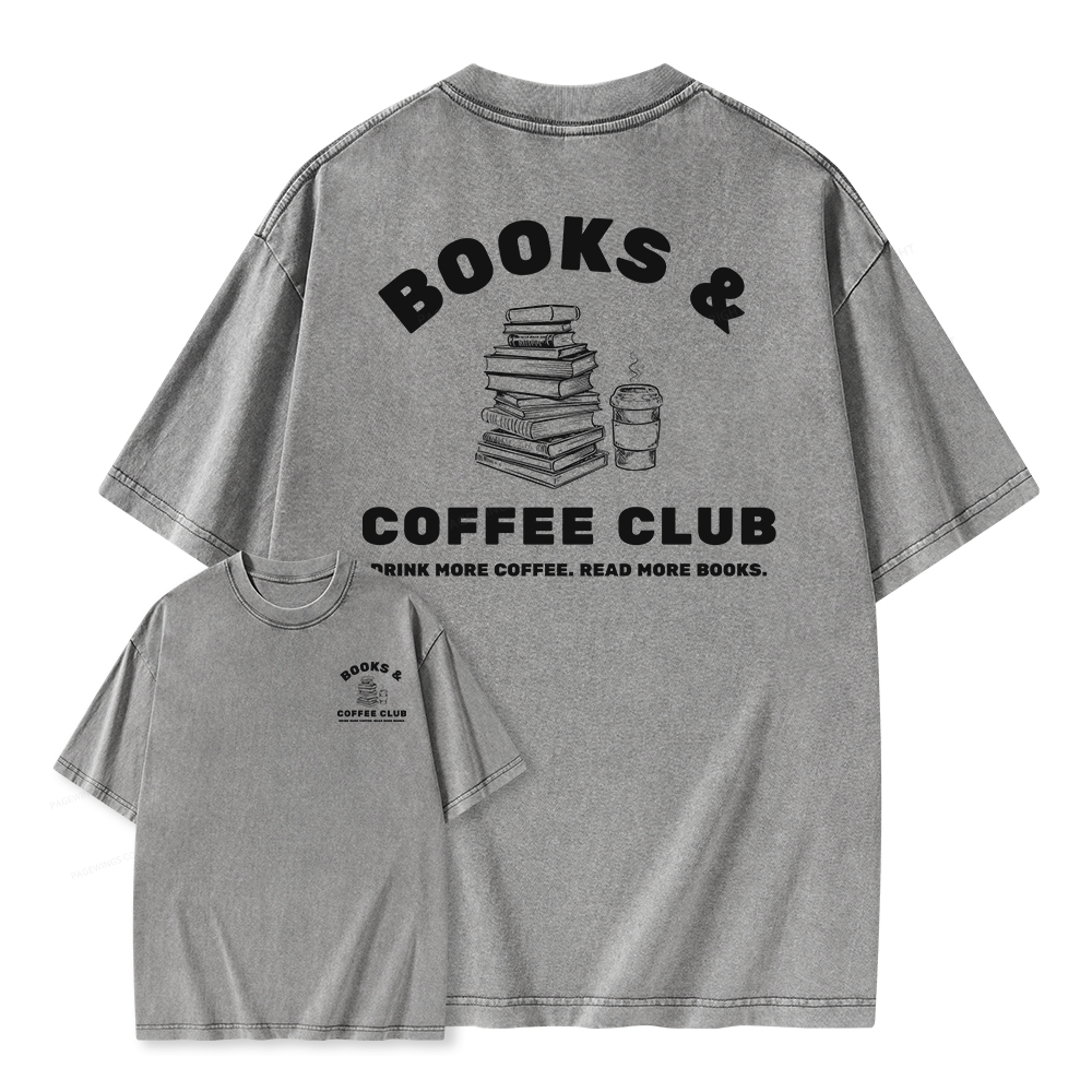Pagewings Books and Coffee Club Unisex Washed T-shirt