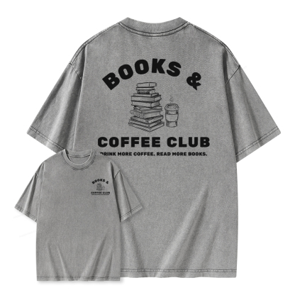 Pagewings Books and Coffee Club Unisex Washed T-shirt