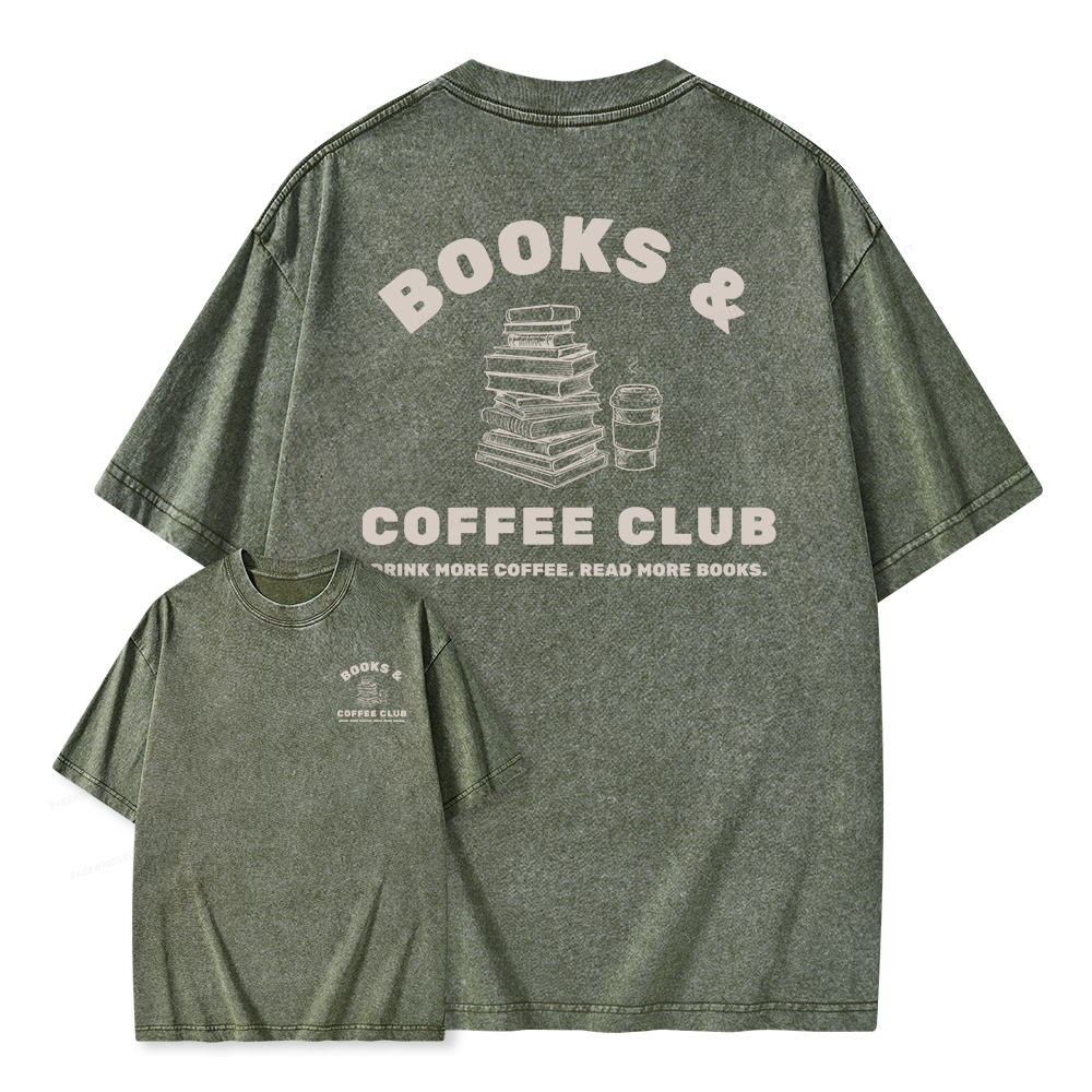 Pagewings Books and Coffee Club Unisex Washed T-shirt