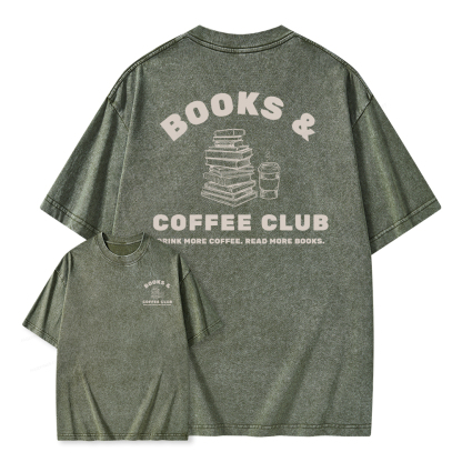 Pagewings Books and Coffee Club Unisex Washed T-shirt