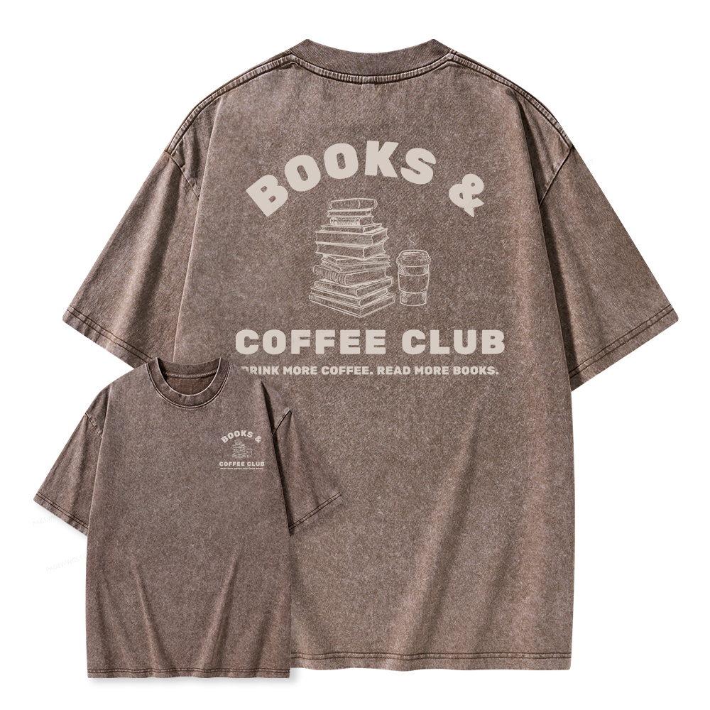 Pagewings Books and Coffee Club Unisex Washed T-shirt