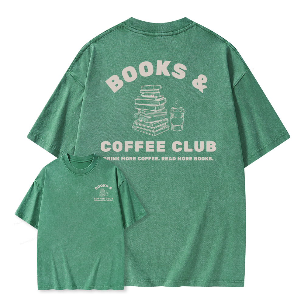 Pagewings Books and Coffee Club Unisex Washed T-shirt