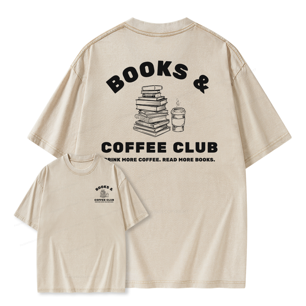 Pagewings Books and Coffee Club Unisex Washed T-shirt