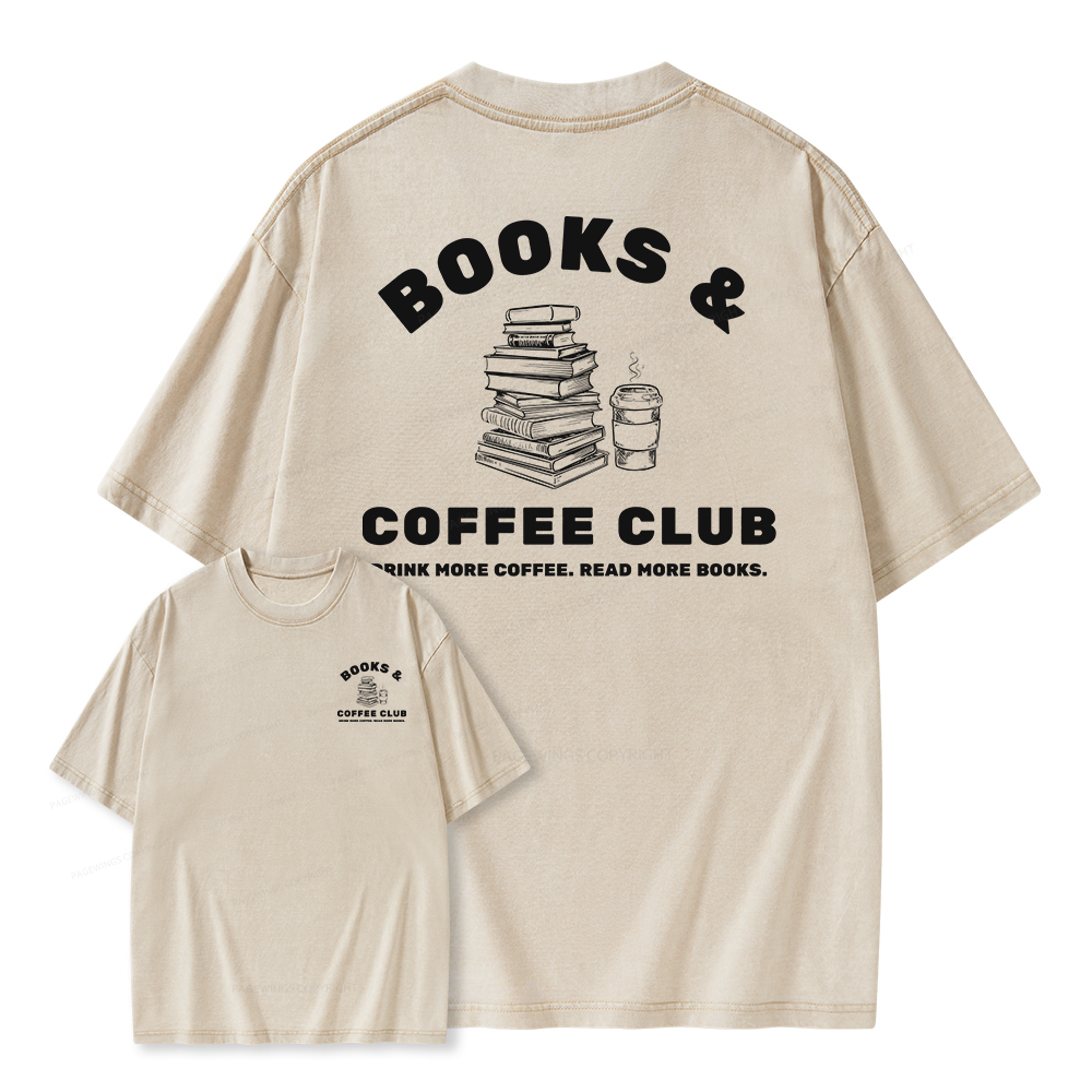 Pagewings Books and Coffee Club Unisex Washed T-shirt