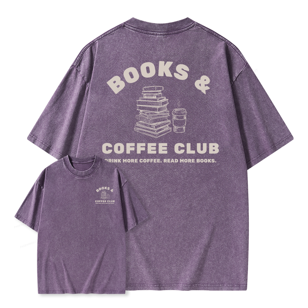 Pagewings Books and Coffee Club Unisex Washed T-shirt