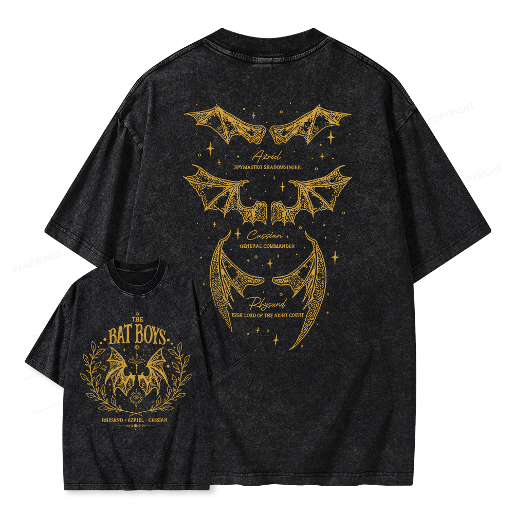 Pagewings Bat Boys Unisex Washed T-shirt