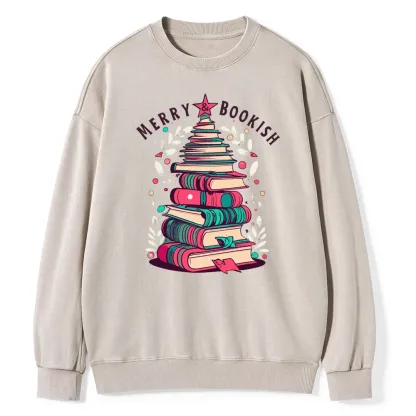 Pagewings Merry & Bookish Christmas Unisex Washed Sweatshirt