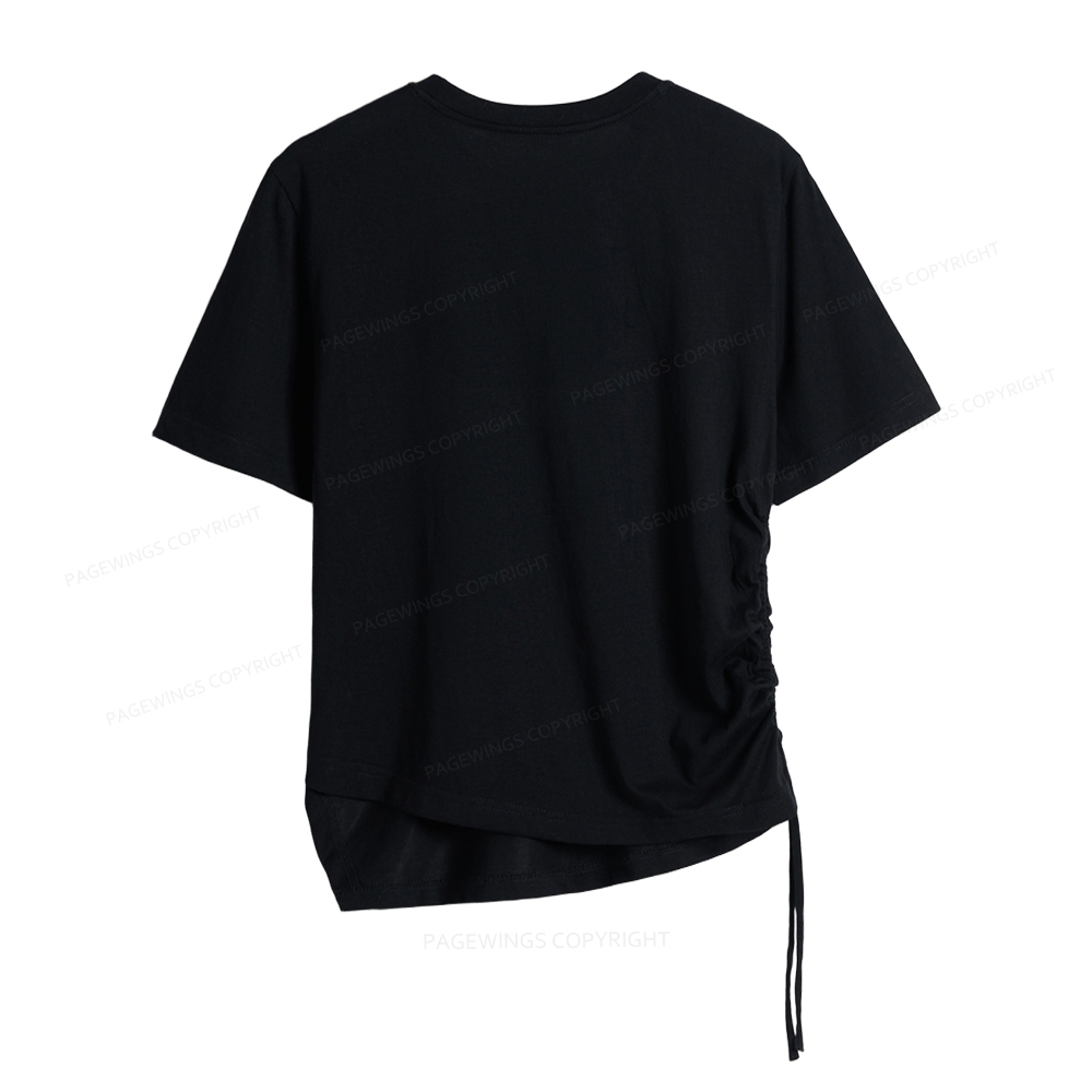 A-抽绳T上架模版Pagewings I'm With The Banned Women Asymmetrical Drawstring T-Shirts