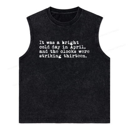 Pagewings Orwell It Was A Bright Cold Day In April Unisex Washed Tank Top
