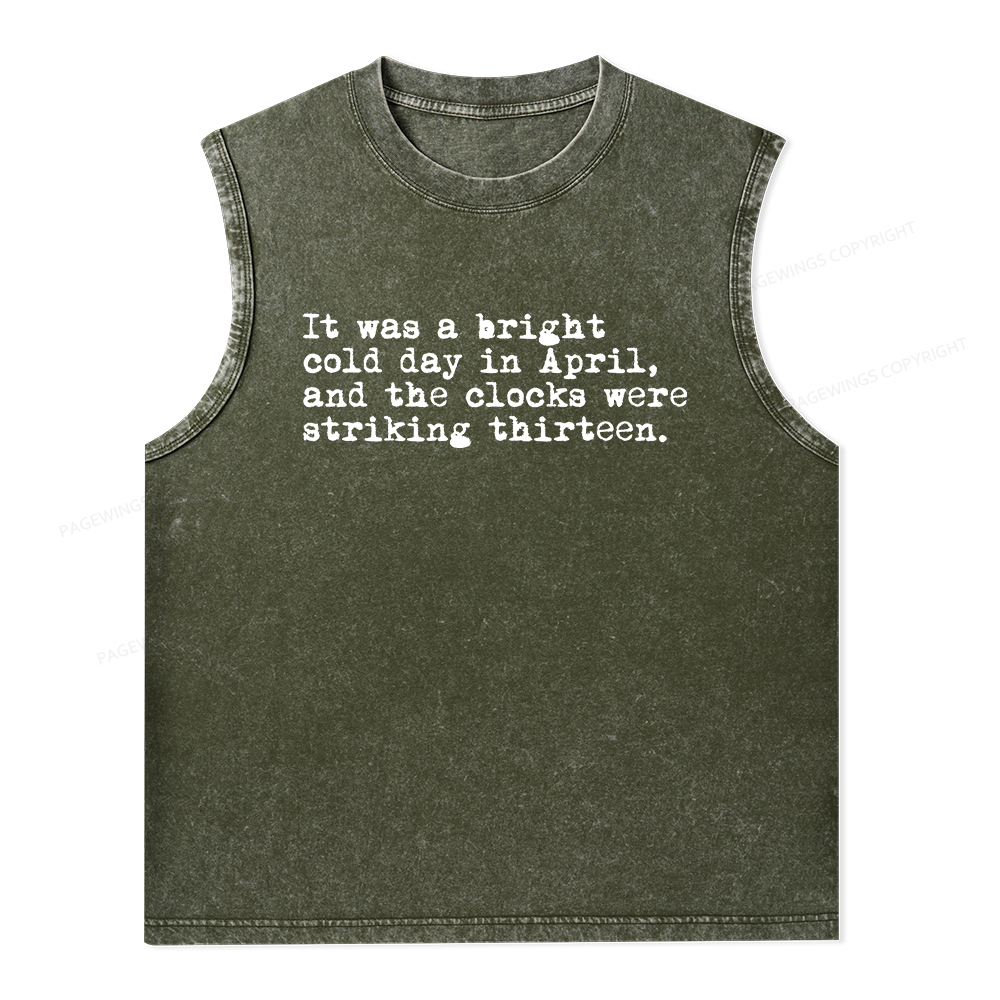Pagewings Orwell It Was A Bright Cold Day In April Unisex Washed Tank Top