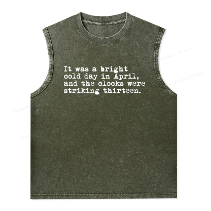 Pagewings Orwell It Was A Bright Cold Day In April Unisex Washed Tank Top