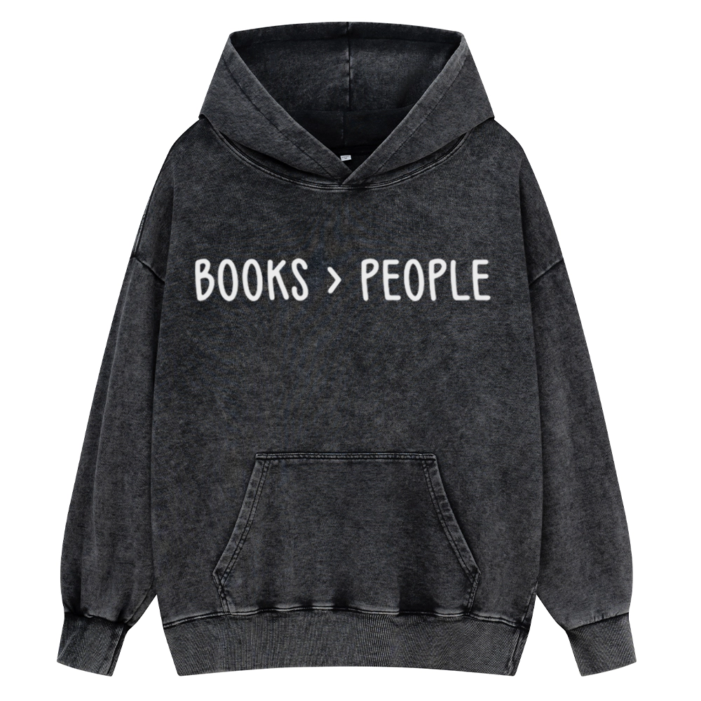 Pagewings Books Are Better Than People Unisex Washed Hoodie