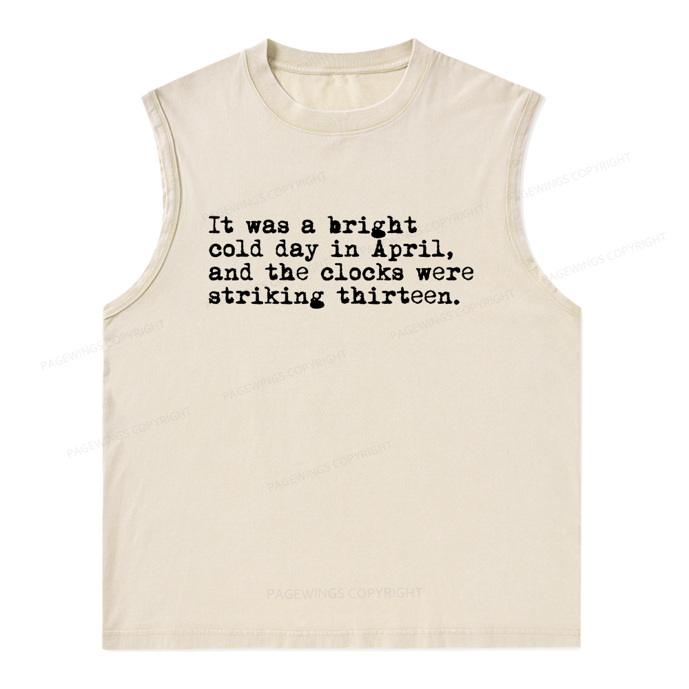 Pagewings Orwell It Was A Bright Cold Day In April Unisex Washed Tank Top