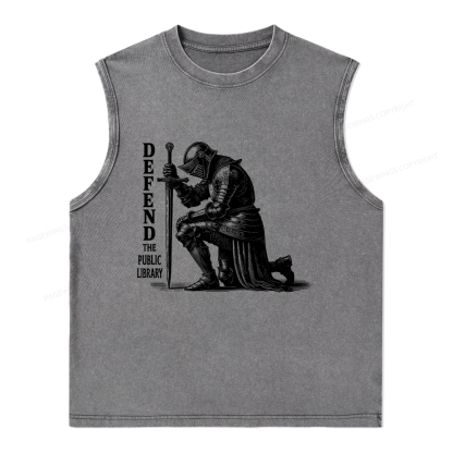 Pagewings Defend the Public Library Unisex Washed Tank Top
