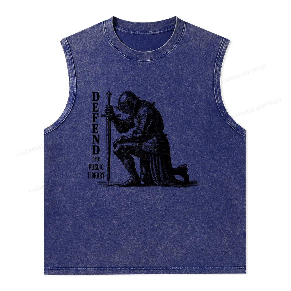 Pagewings Defend the Public Library Unisex Washed Tank Top