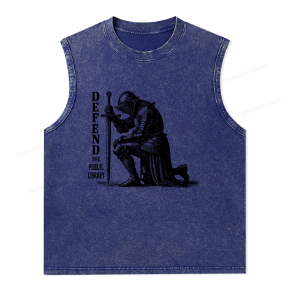 Pagewings Defend the Public Library Unisex Washed Tank Top