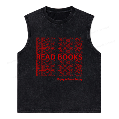 Pagewings Read Books Librarian Unisex Washed Tank Top