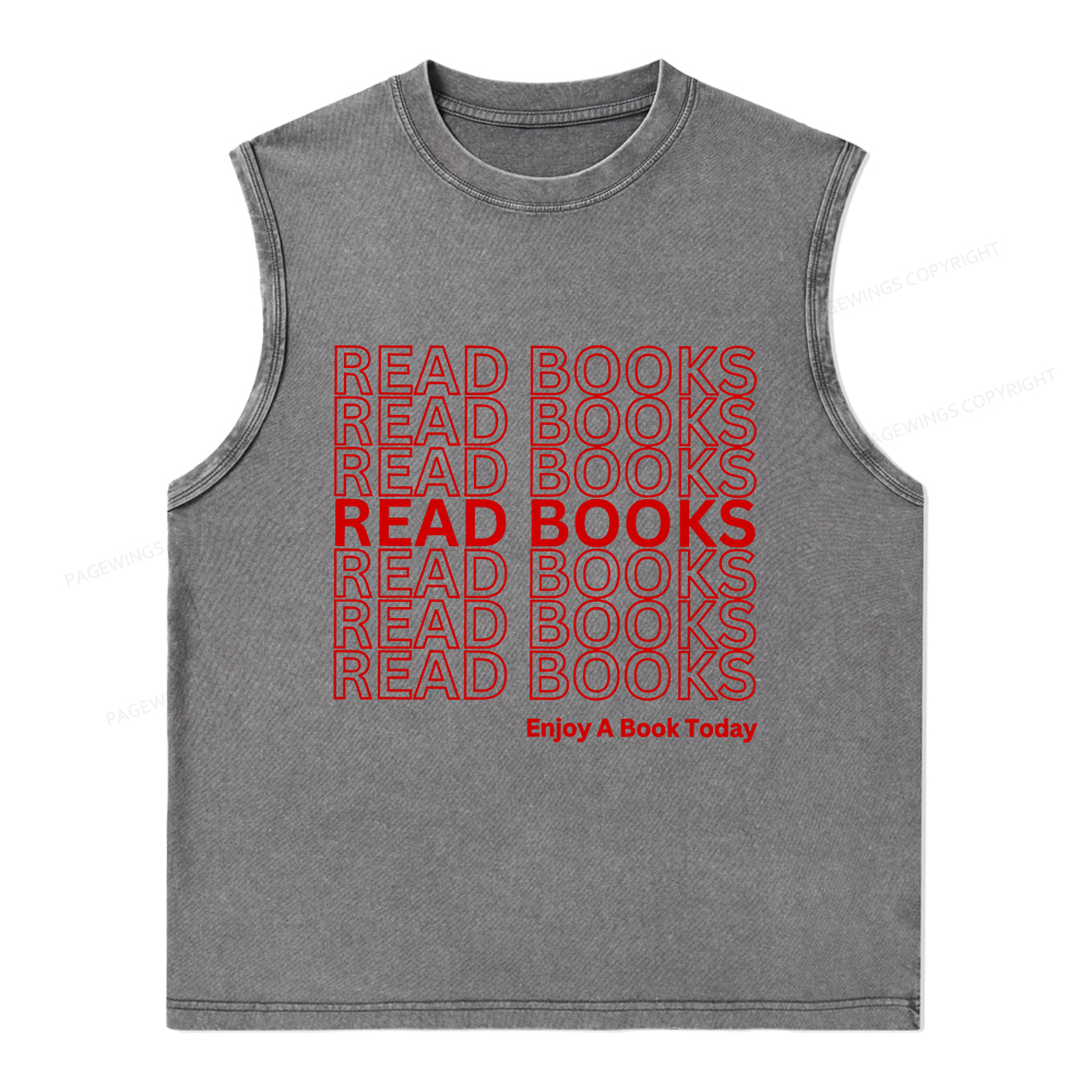Pagewings Read Books Librarian Unisex Washed Tank Top
