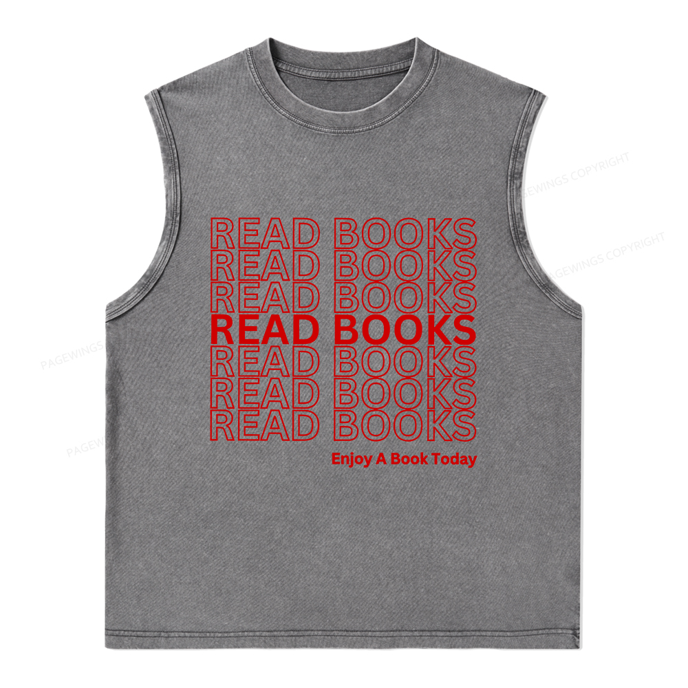 Pagewings Read Books Librarian Unisex Washed Tank Top