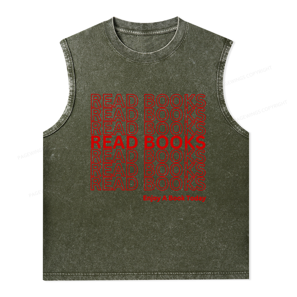 Pagewings Read Books Librarian Unisex Washed Tank Top