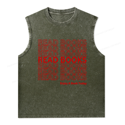 Pagewings Read Books Librarian Unisex Washed Tank Top