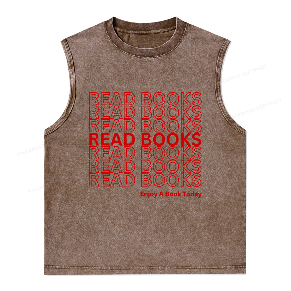 Pagewings Read Books Librarian Unisex Washed Tank Top