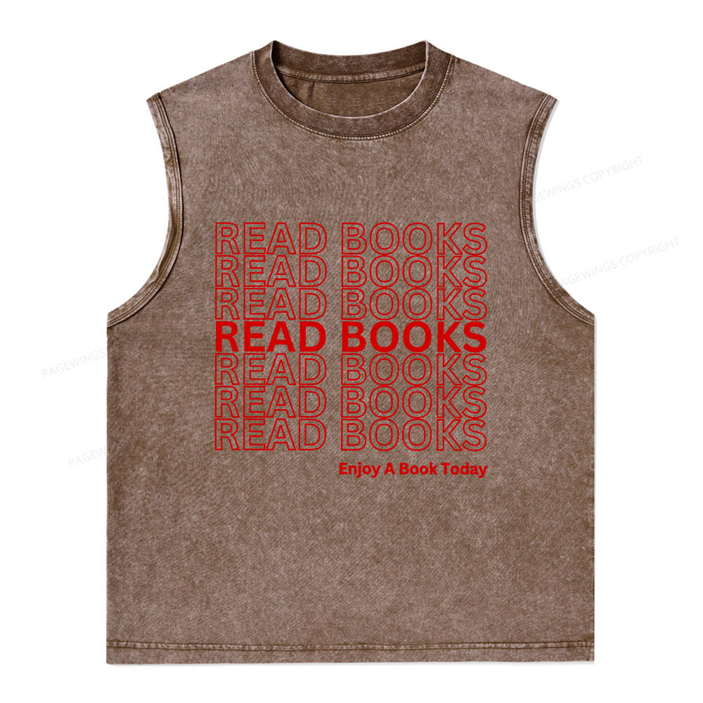 Pagewings Read Books Librarian Unisex Washed Tank Top