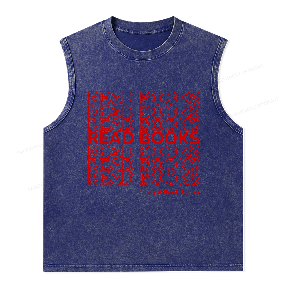 Pagewings Read Books Librarian Unisex Washed Tank Top