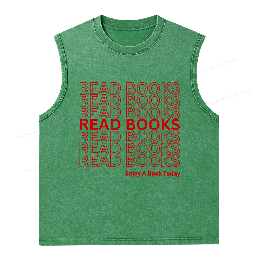 Pagewings Read Books Librarian Unisex Washed Tank Top