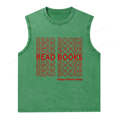 Pagewings Read Books Librarian Unisex Washed Tank Top