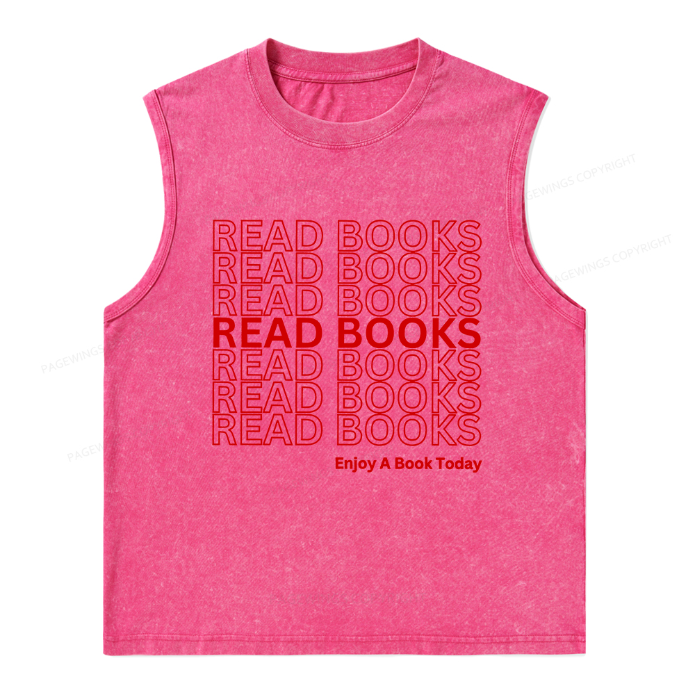 Pagewings Read Books Librarian Unisex Washed Tank Top